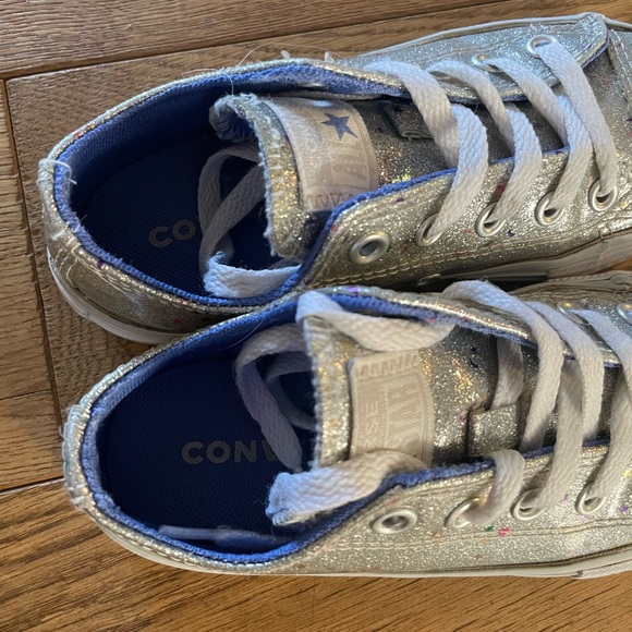 Girls Converse Sneakers with Shimmer Colored Stars EUC US 12 - Picture 7 of 15